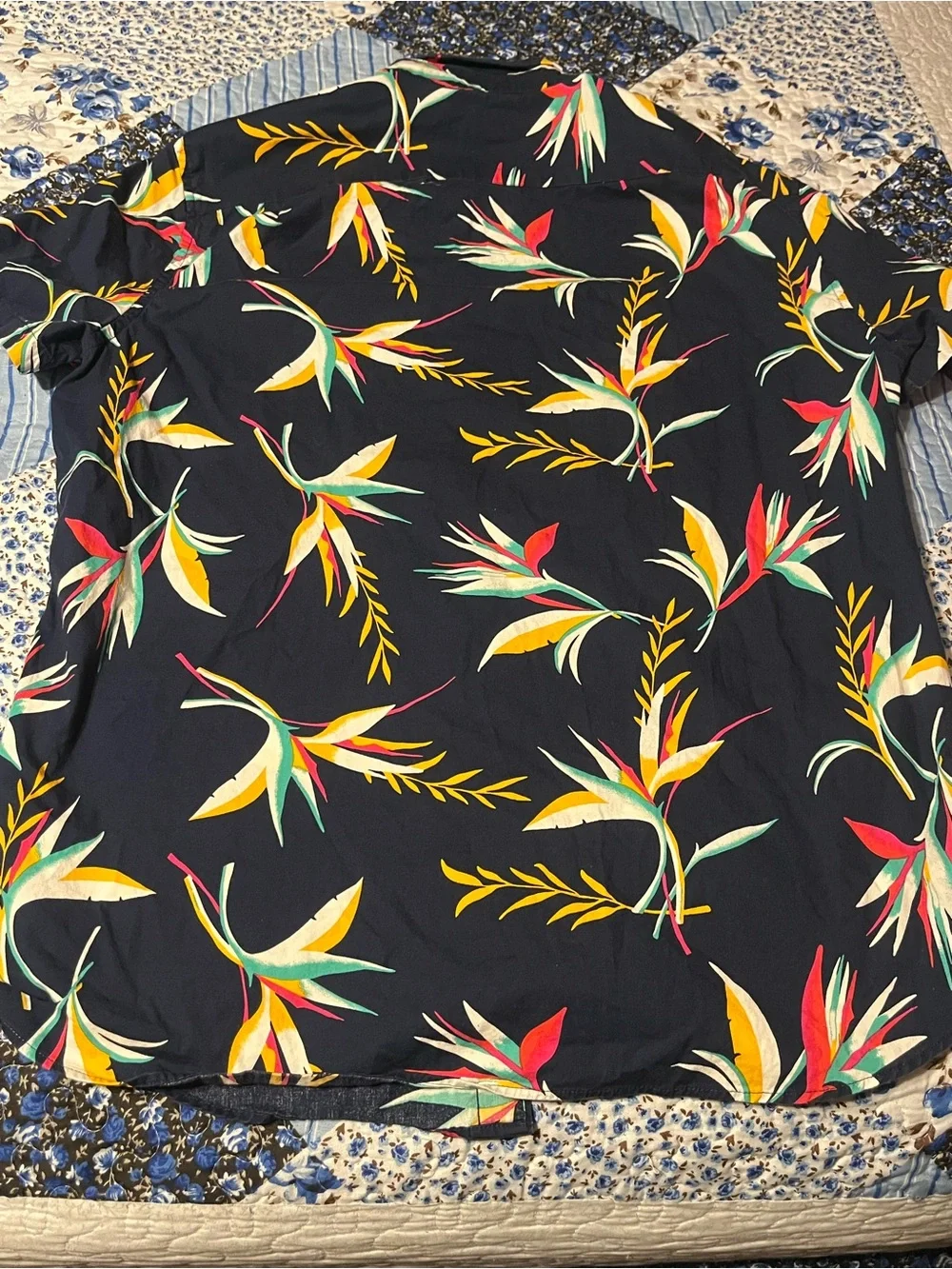 J. Crew Navy Floral Tropical Button-Down Shirt